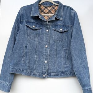 Danbury Mint Denim Jacket Lined Plaid Interior Blue Jean Jacket - Women's L